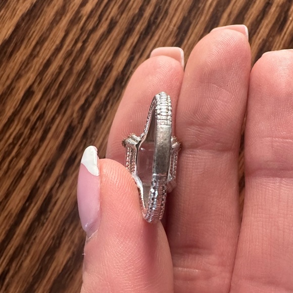 Judith Ripka Pink Morganite Silver Gold 18K 925 Cocktail Ring 7 - Picture 8 of 9